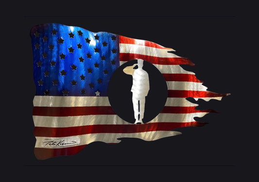 USA Saluting Soldier Flag PETE KOZA METAL ART