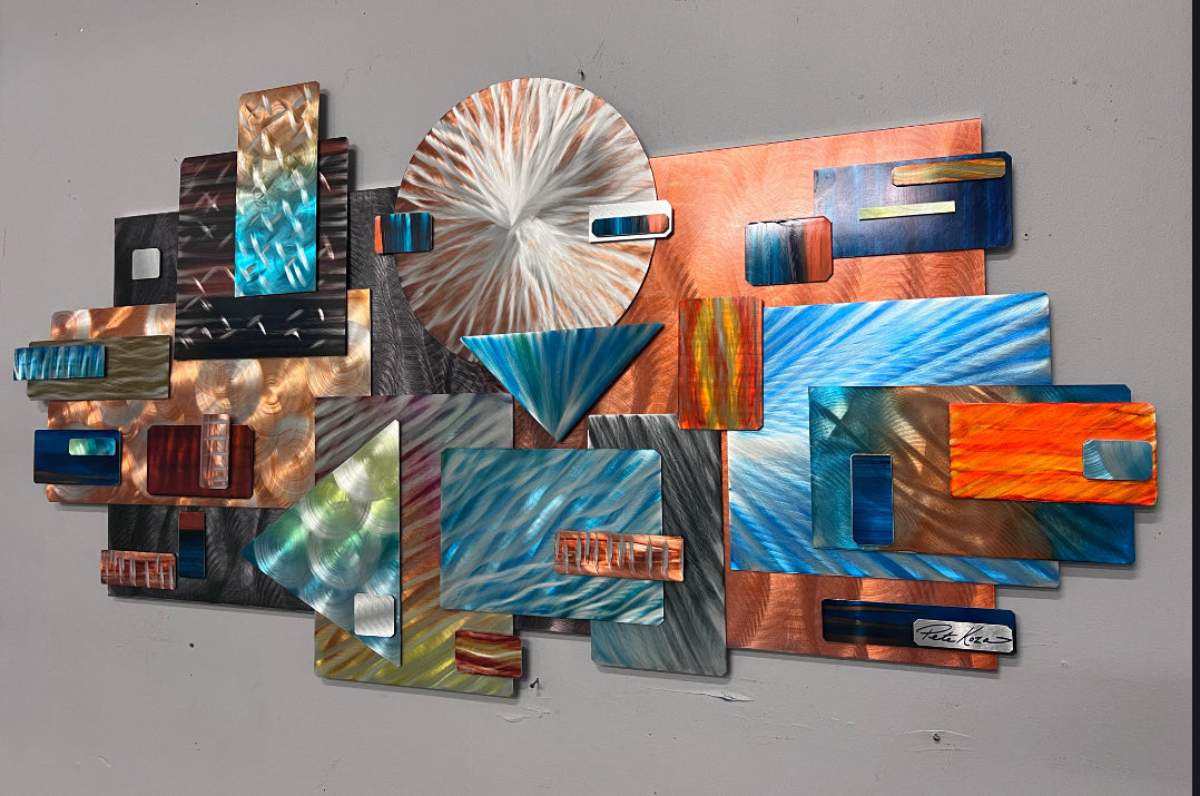 Abstract structured in earth tones Pete Koza Metal Art