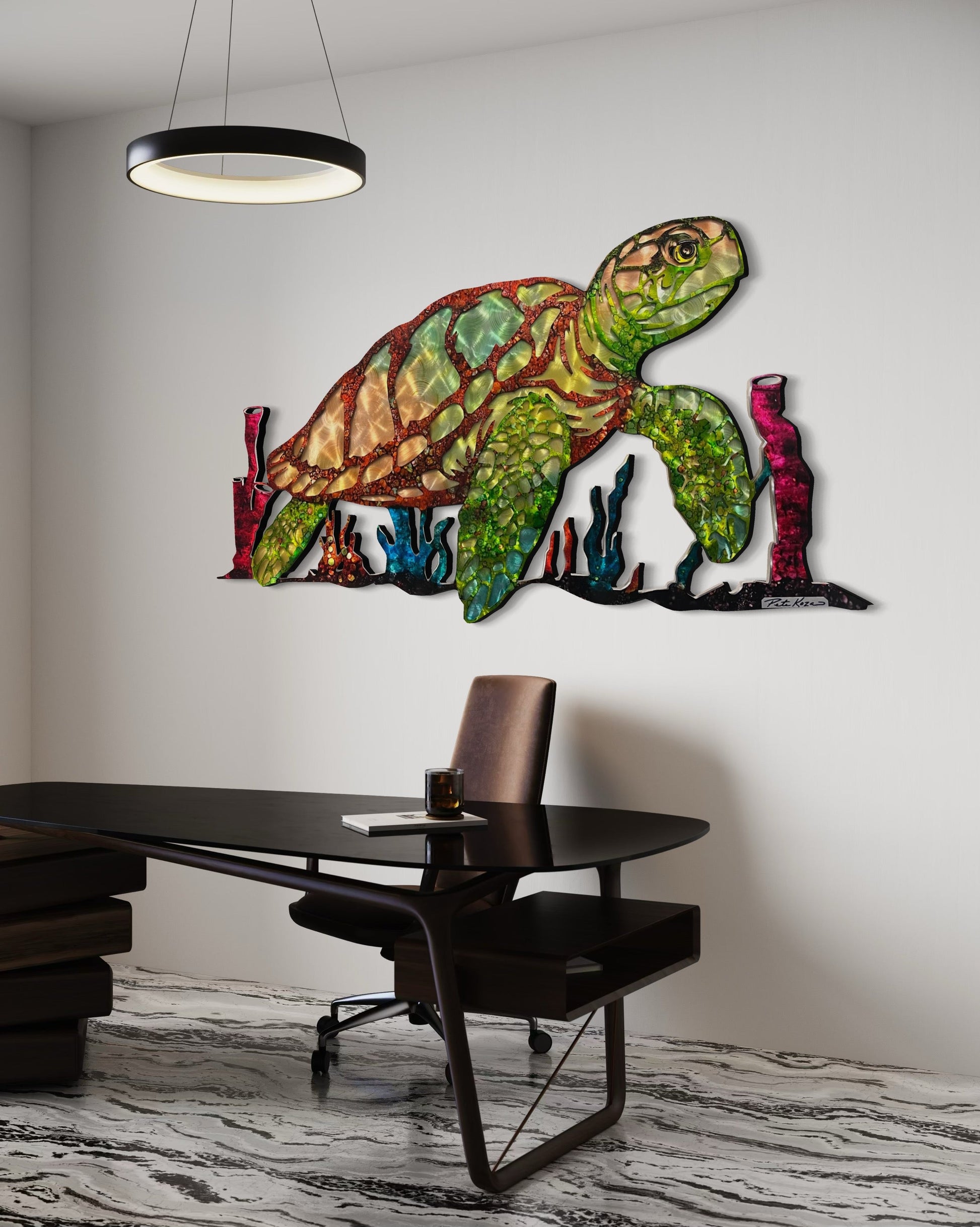 Tuttle the Turtle Pete Koza Metal Art