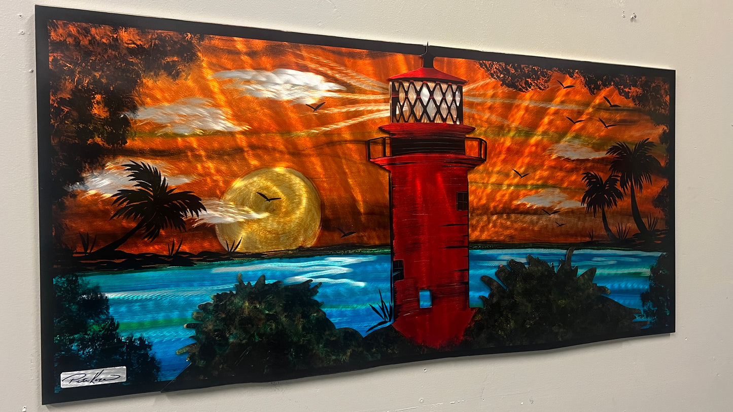 Jupiter lighthouse view Pete Koza Metal Art