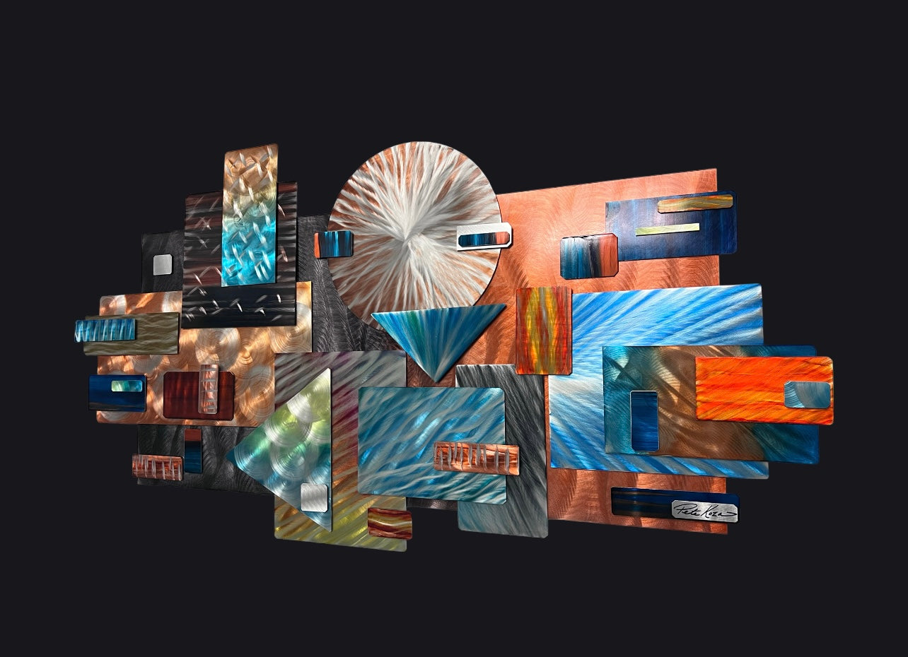 Abstract structured in earth tones Pete Koza Metal Art