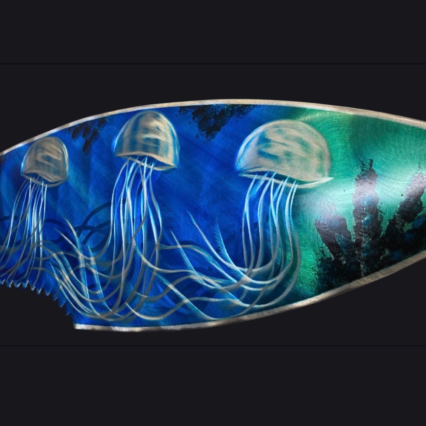 Sharkbite Jellyfish Surfboard – Pete Koza Metal Art