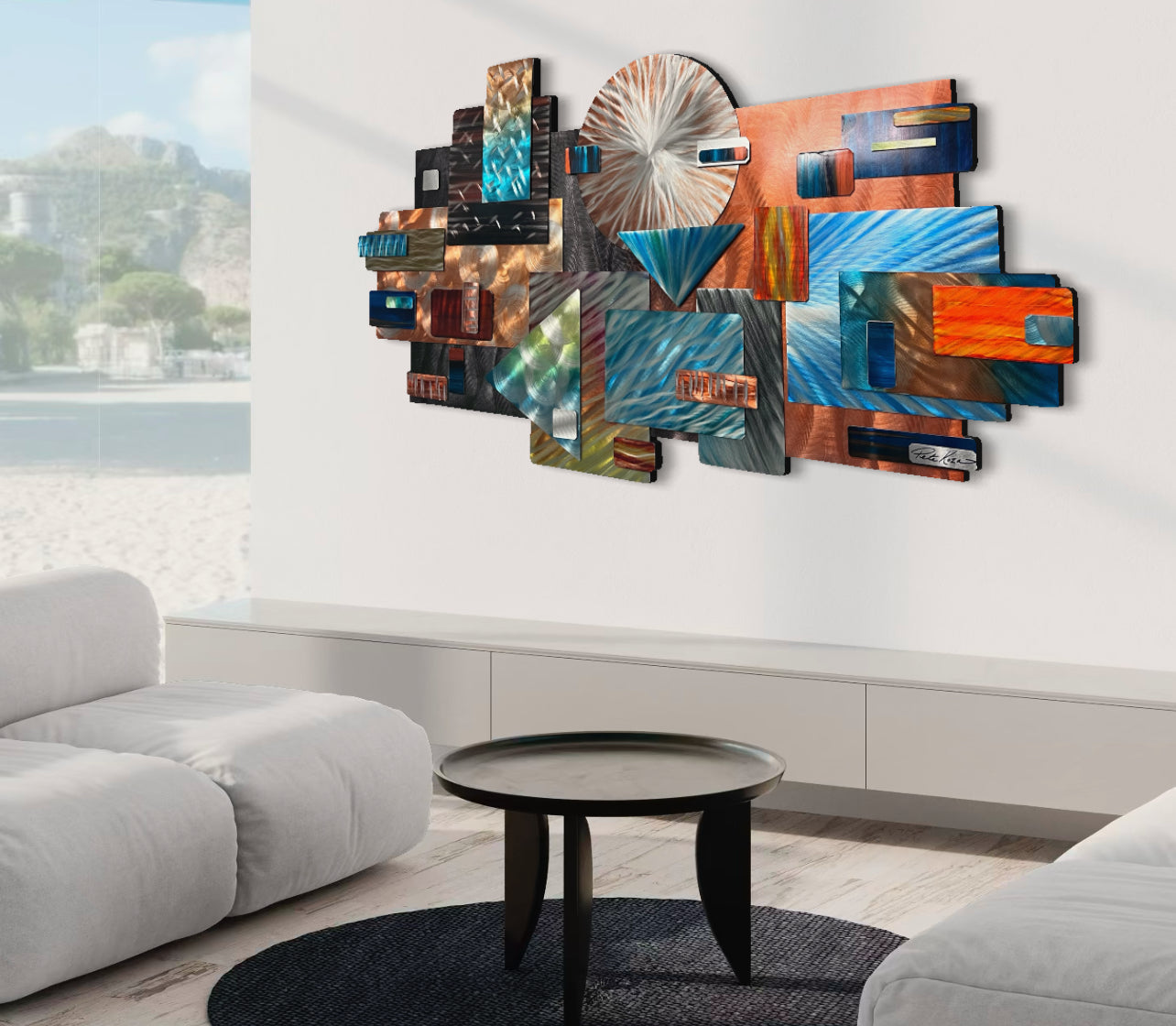 Abstract structured in earth tones Pete Koza Metal Art