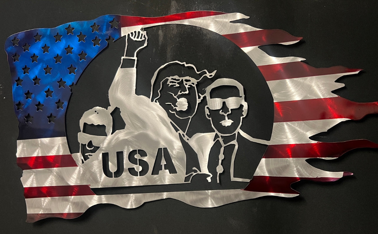 Trump Flag 22” and 36” Pete Koza Metal Art
