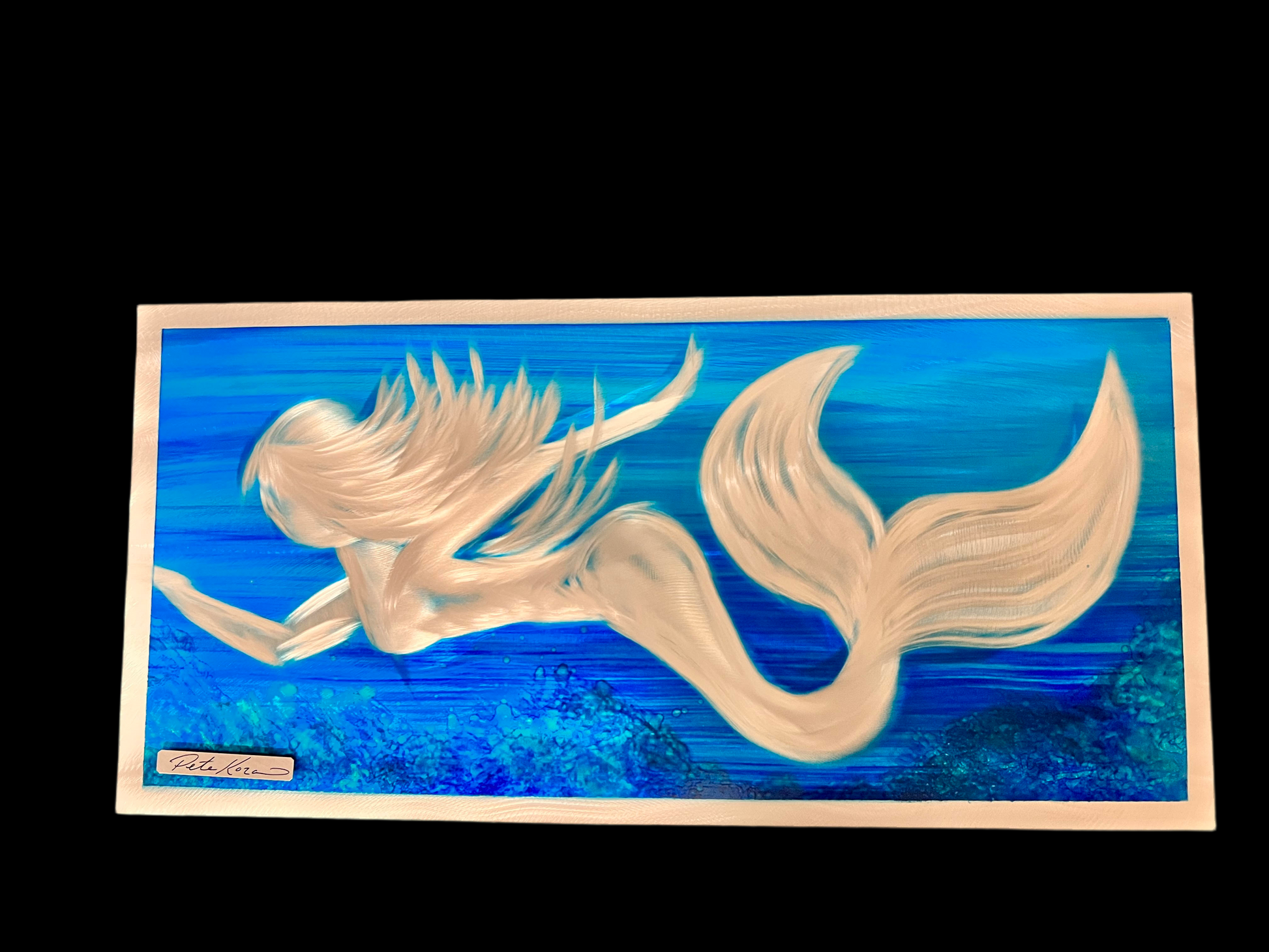 Dark Blue Mermaid Pete Koza Metal Art