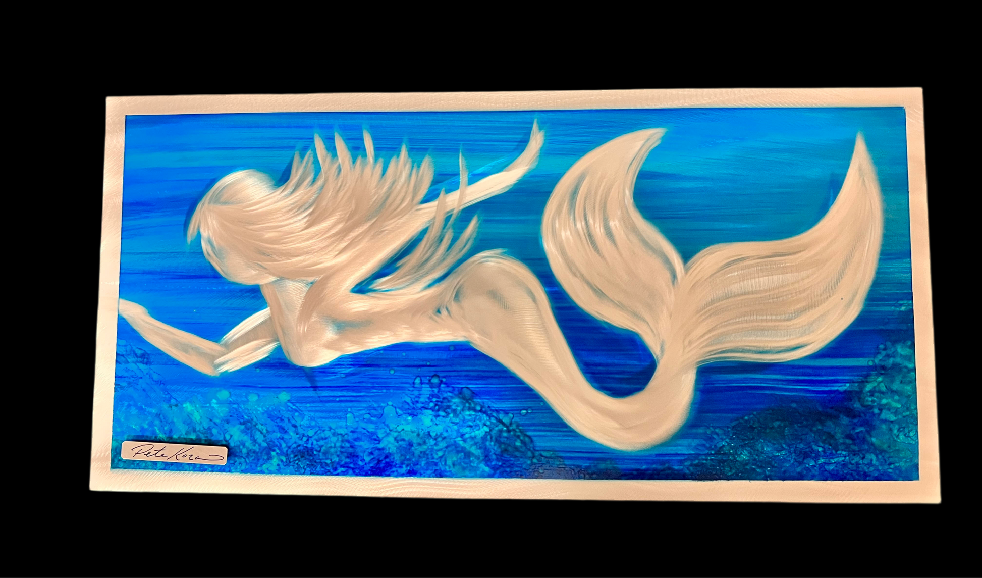 Dark Blue Mermaid Pete Koza Metal Art