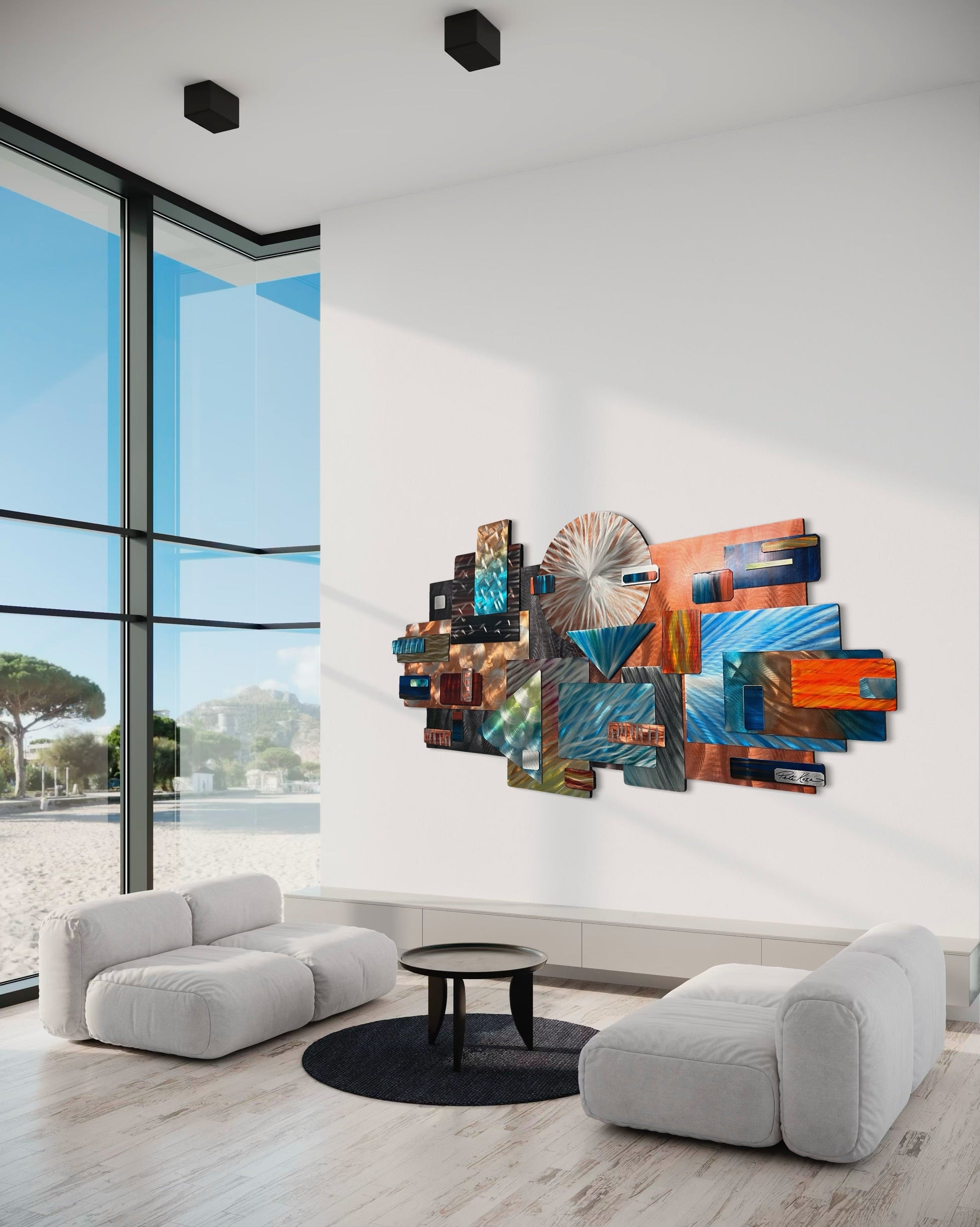 Abstract structured in earth tones Pete Koza Metal Art