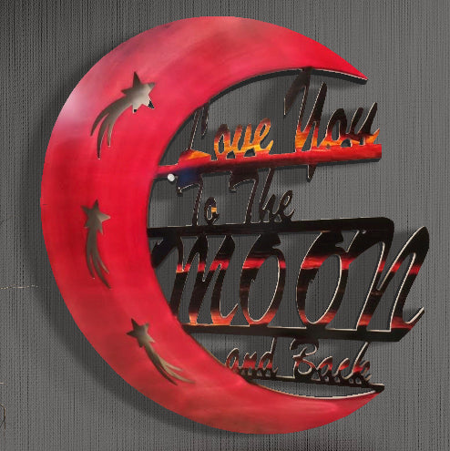 Love you to the moon  + Size and Color Options Pete Koza Metal Art