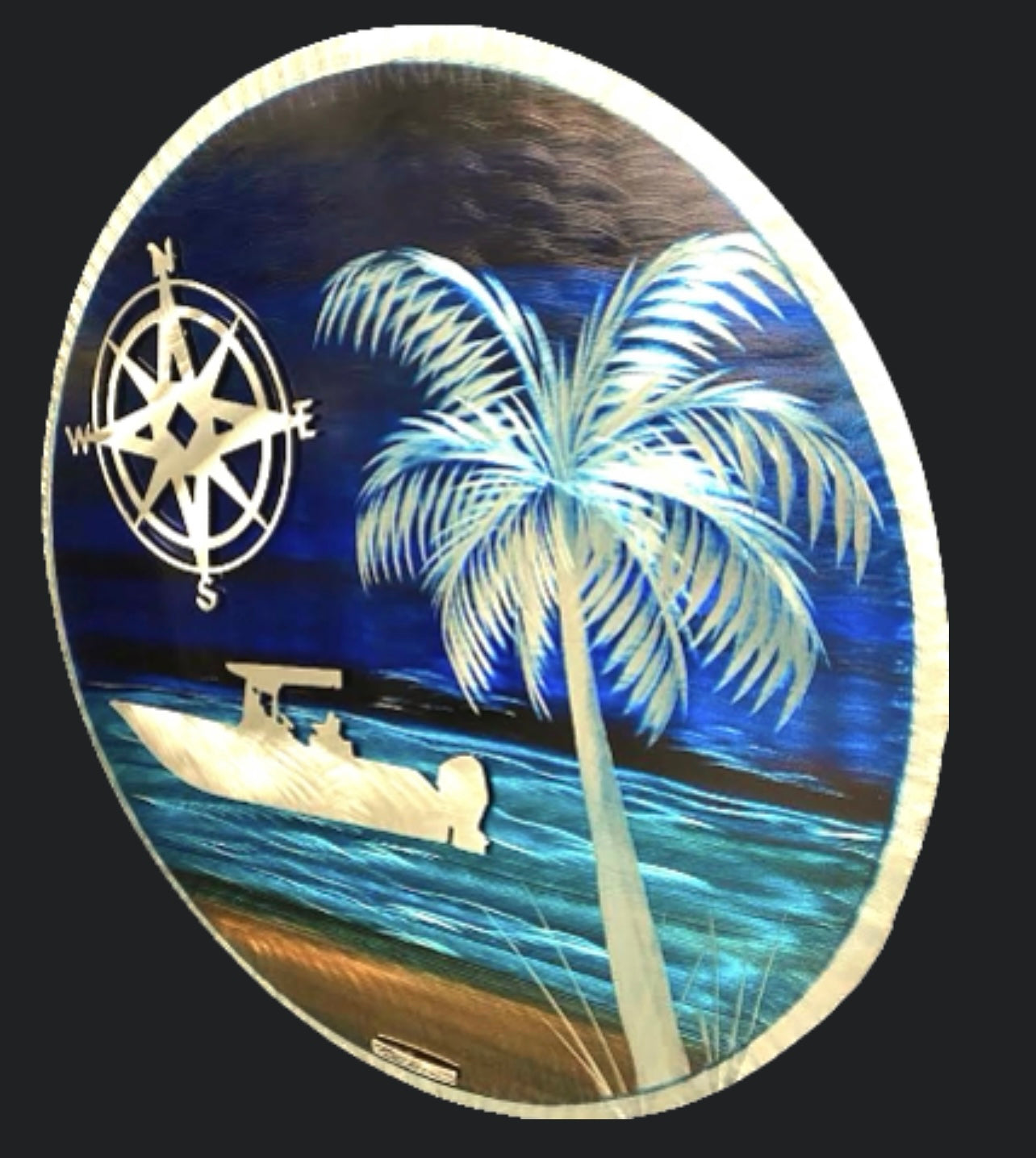 Circle Blue Seas Pete Koza Metal Art