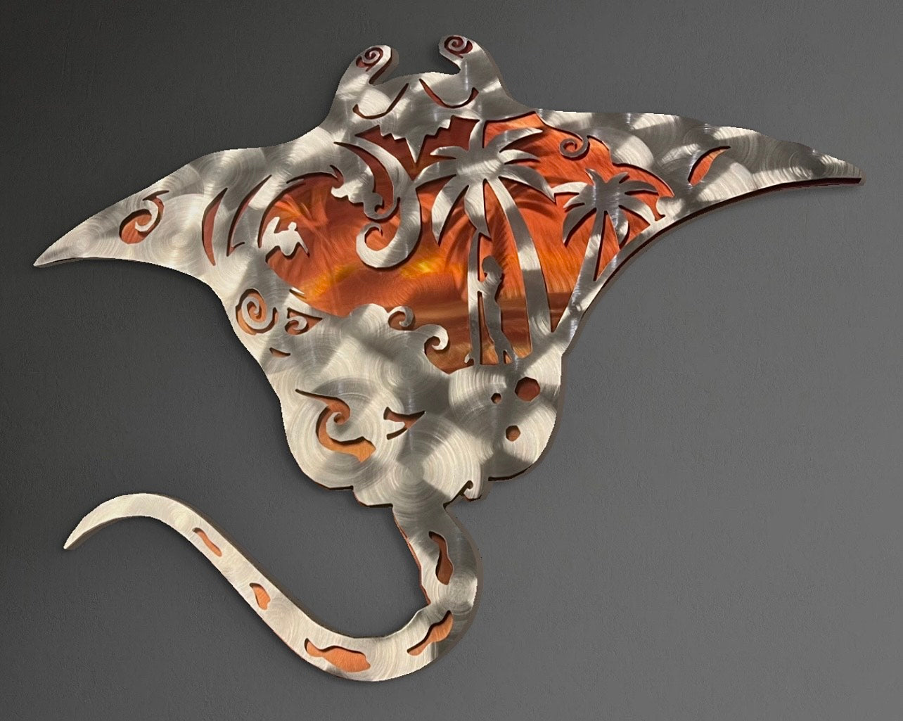 STINGRAY ARTWORK 30 INCH HIGH GRADE ALUMINUM PETE KOZA METAL ART