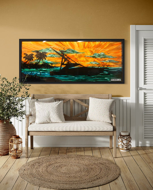 Sunset Boating Island Scene *One Of A Kind* Only 5 Available Order Now!!! PETE KOZA METAL ART
