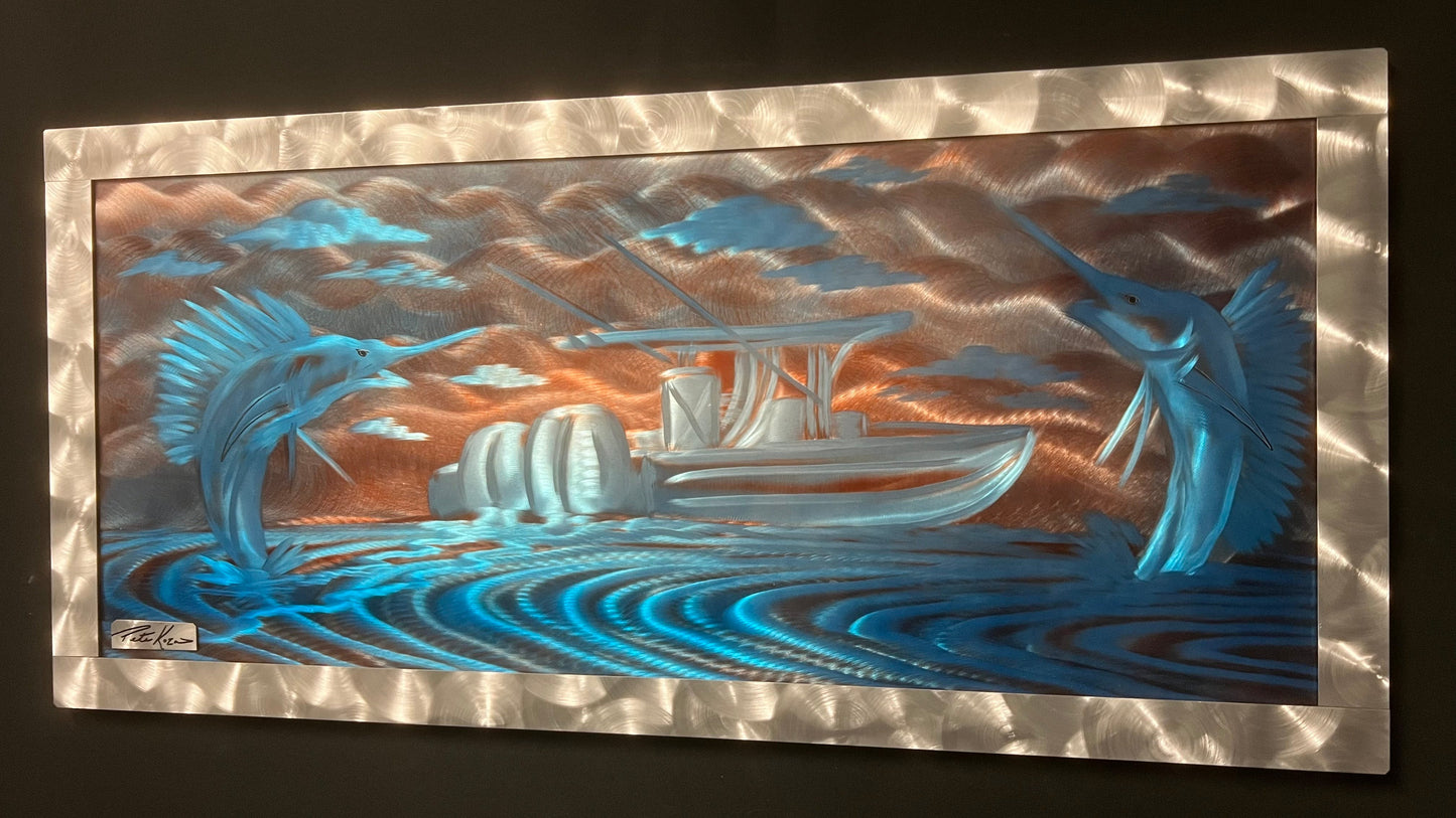 *New Sailfish Dream Hand Etched Edition *One Of A Kind* PETE KOZA METAL ART