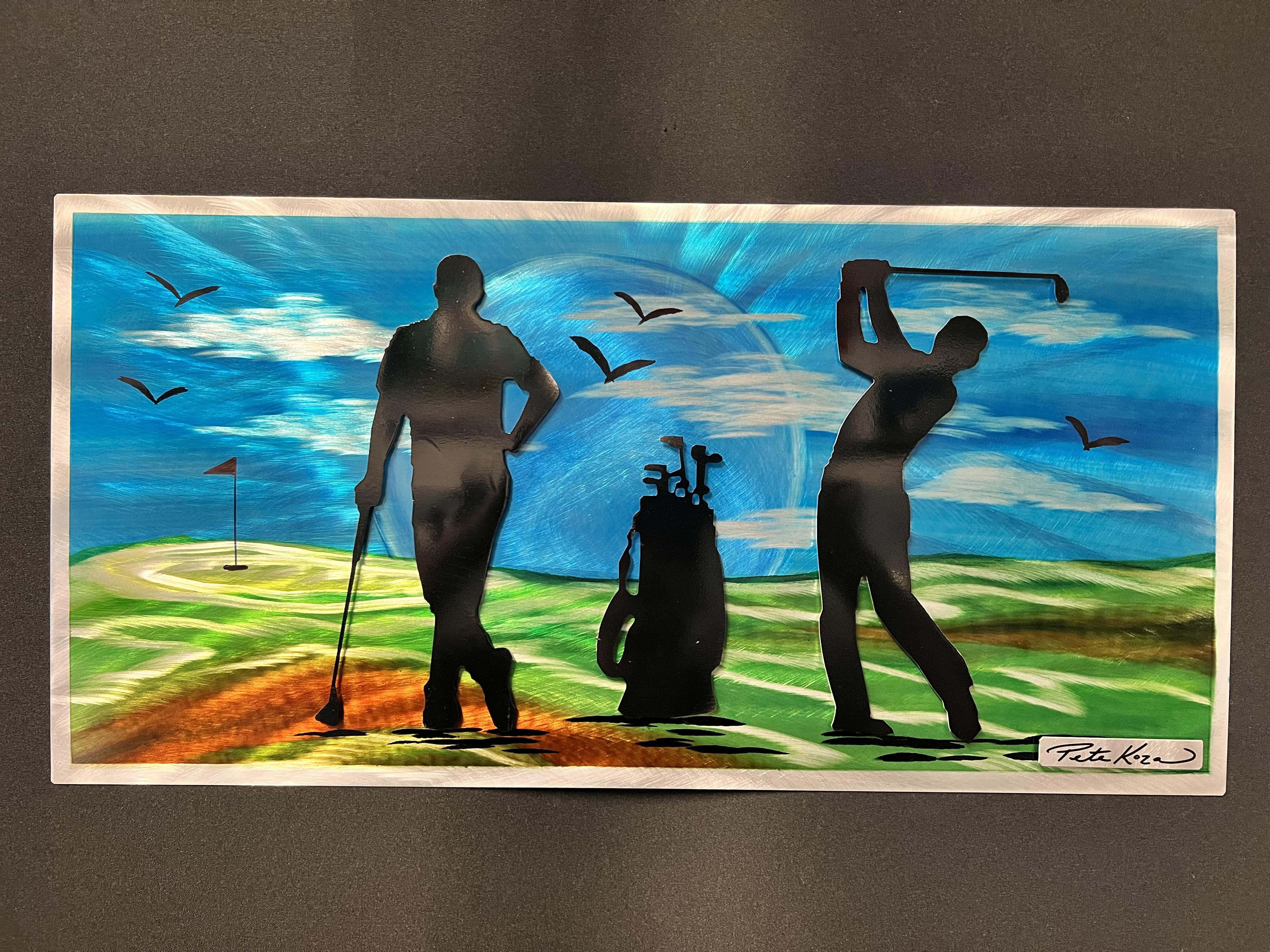 Golf Day Scene Pete Koza Metal Art