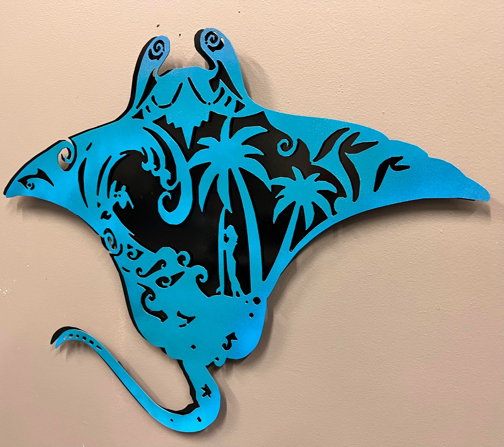 Teal Ocean Stingray PETE KOZA METAL ART