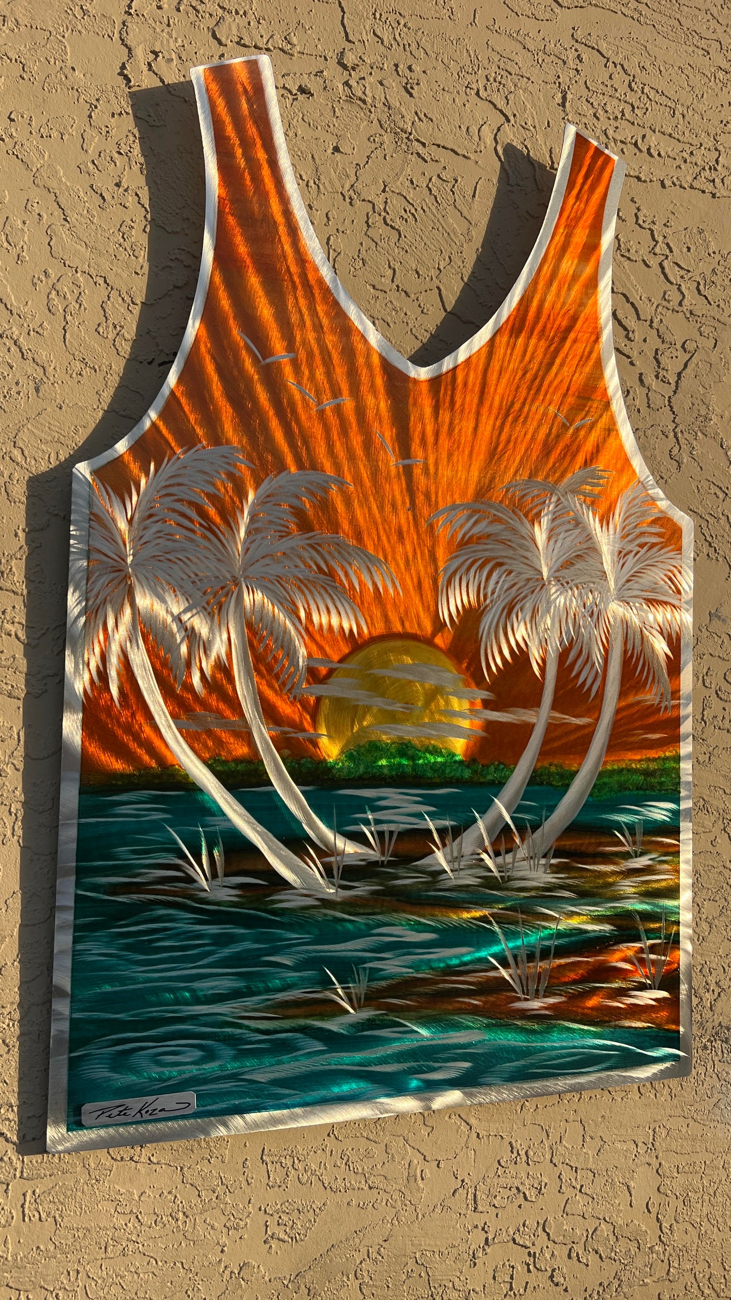 *New Summer Tank Top Edition Palm Beach Scene PETE KOZA METAL ART