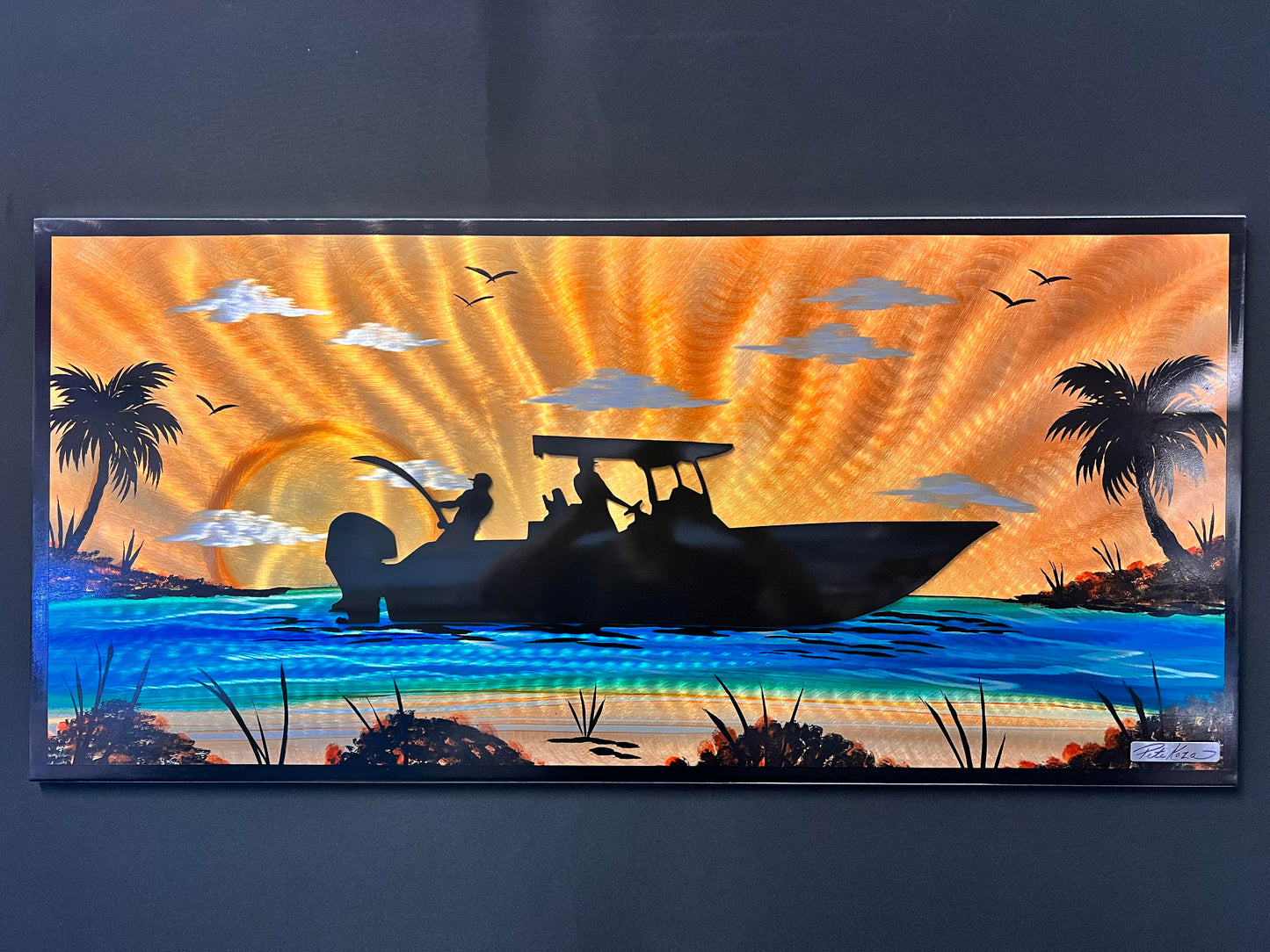 Boating Island Life Scene *One Of A Kind* (Popular) - Pete Koza Metal Art