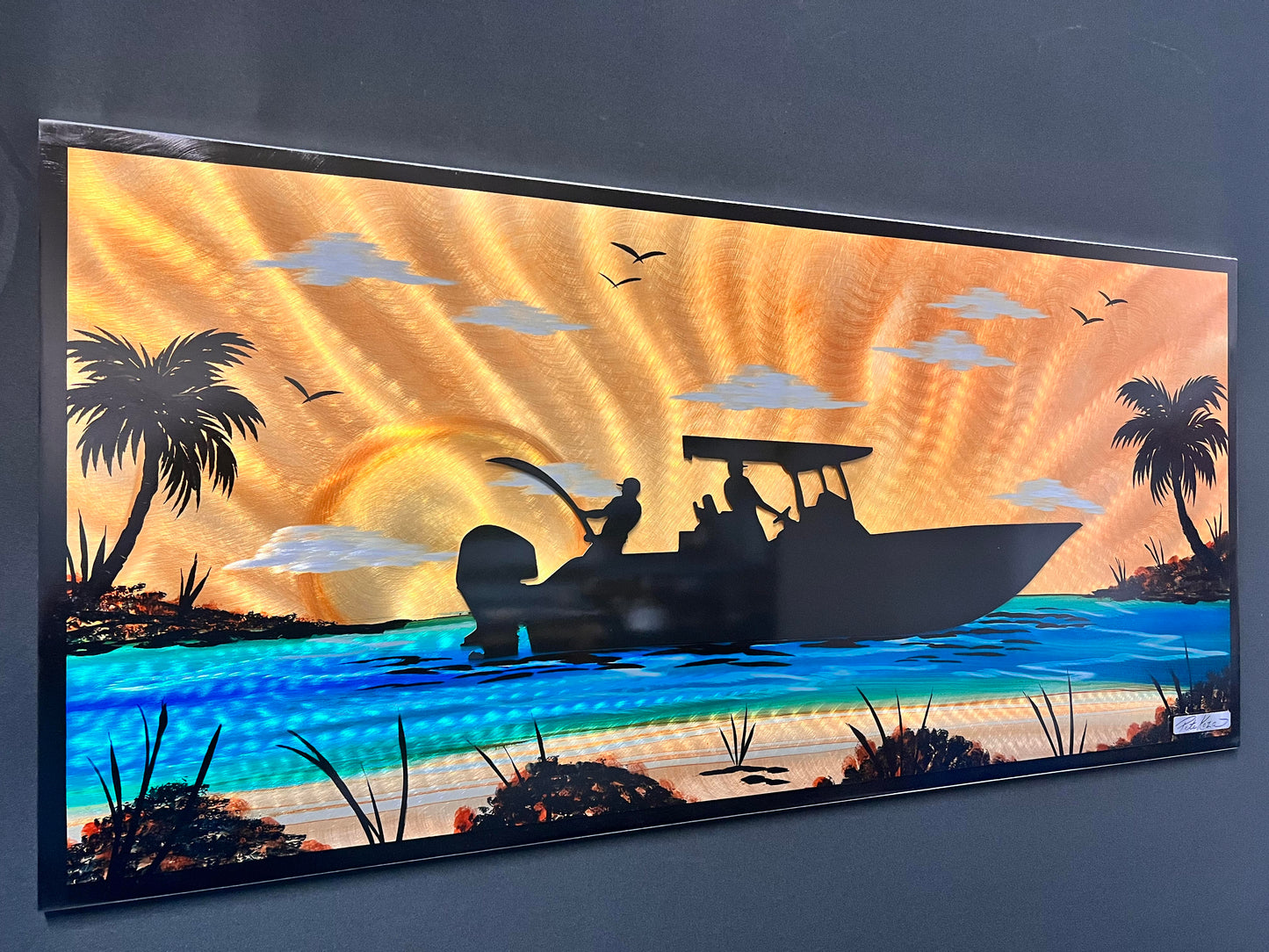 Boating Island Life Scene *One Of A Kind* (Popular) - Pete Koza Metal Art