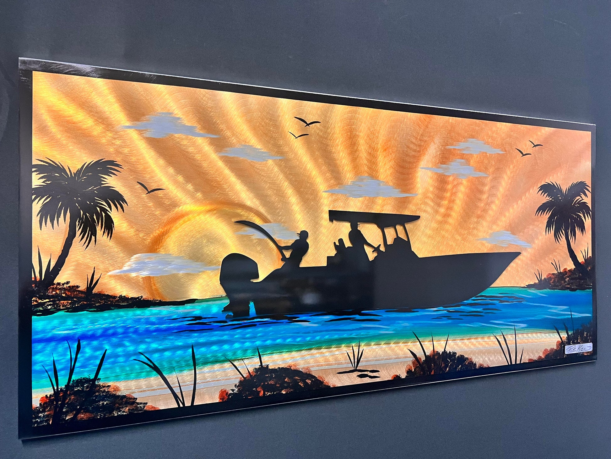 Boating Island Life Scene *One Of A Kind* (Popular) PETE KOZA METAL ART