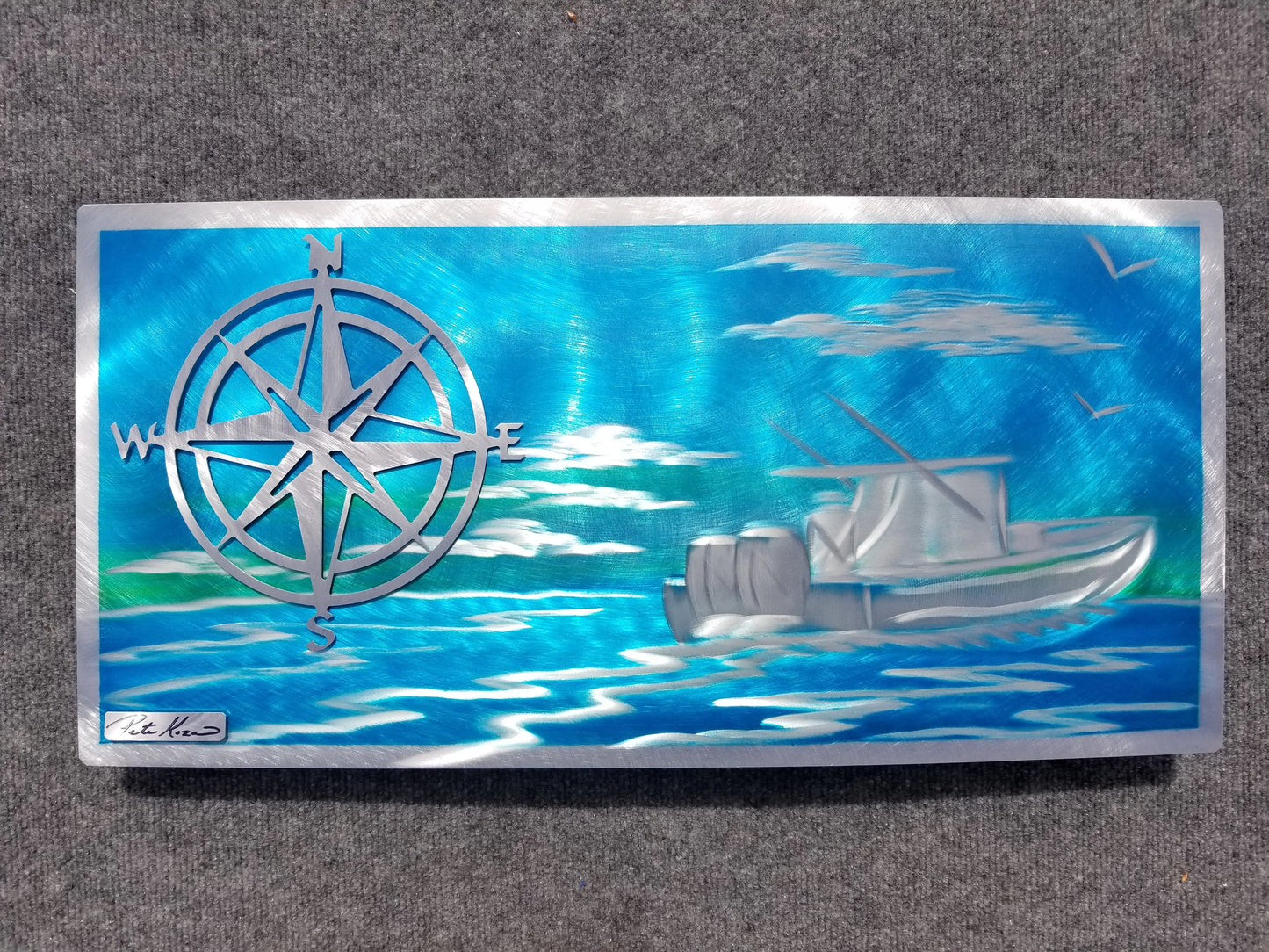 Boating Deep Blue/Compass Rose PETE KOZA METAL ART 2