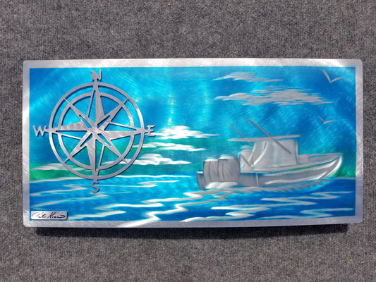 Boating Deep Blue/Compass Rose PETE KOZA METAL ART 2