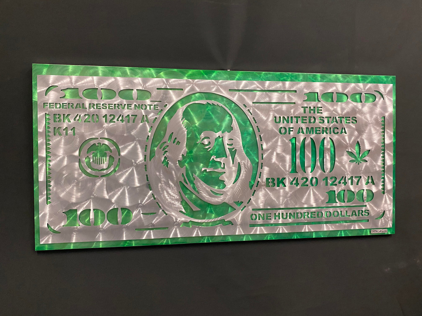 $100 Bill Pot Leaf Edition PETE KOZA METAL ART 2