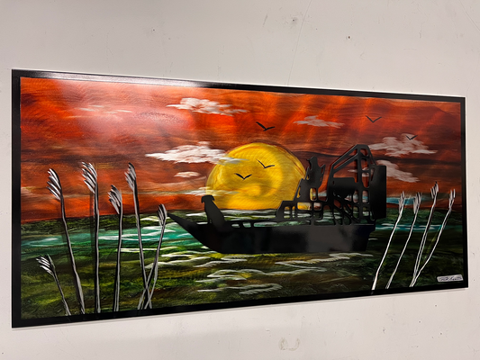 Man's Best Friend Air Boat Edition "One Of A Kind" Pete Koza Metal Art