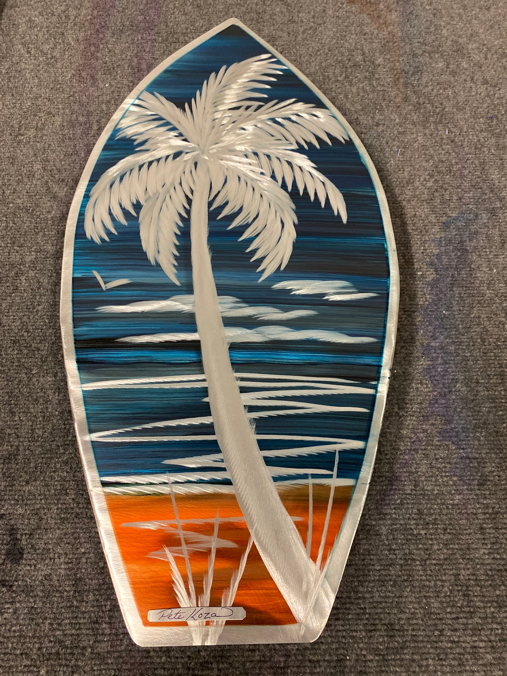Mini Surfboard PETE KOZA METAL ART