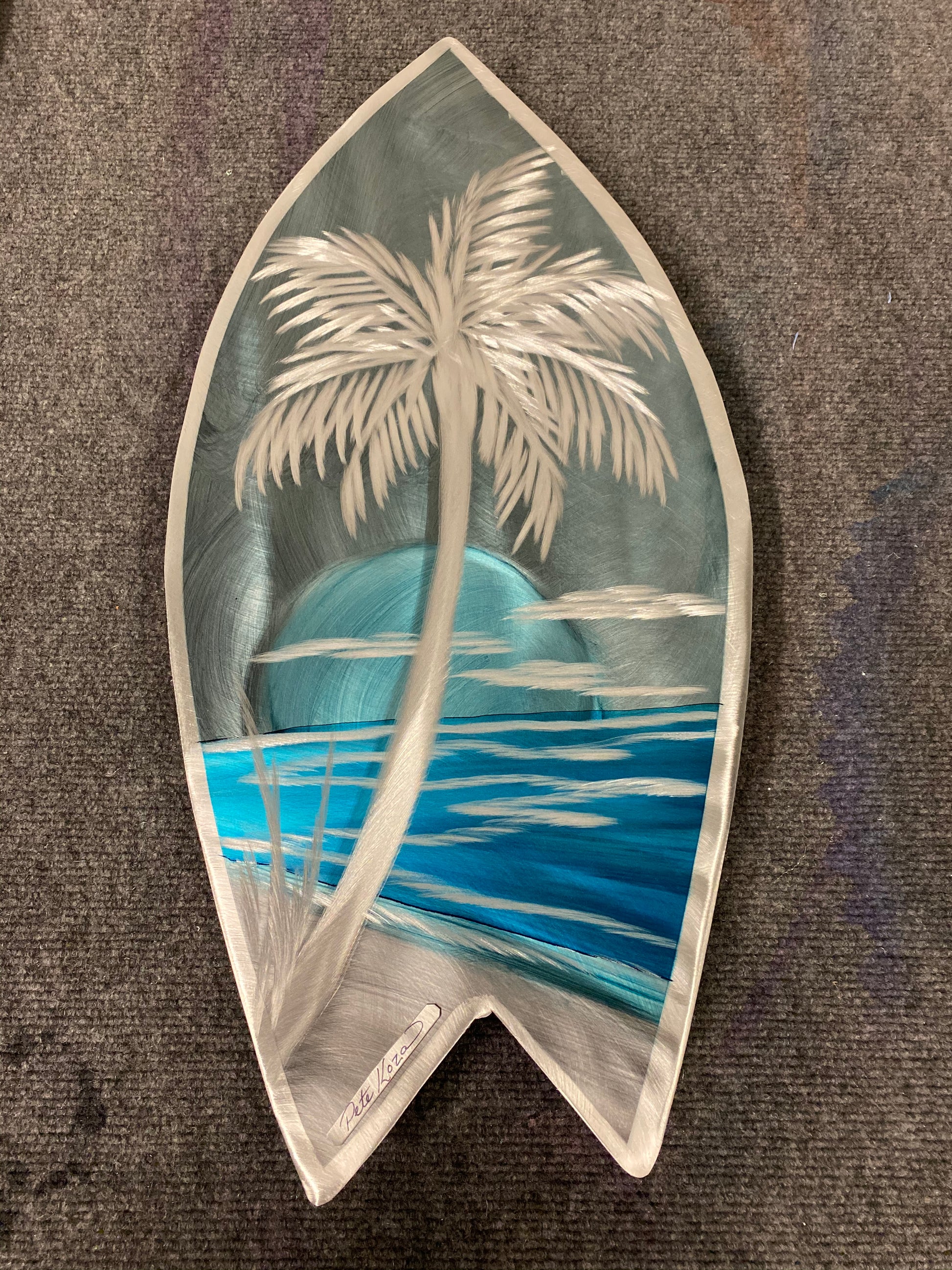 Mini Surfboard PETE KOZA METAL ART