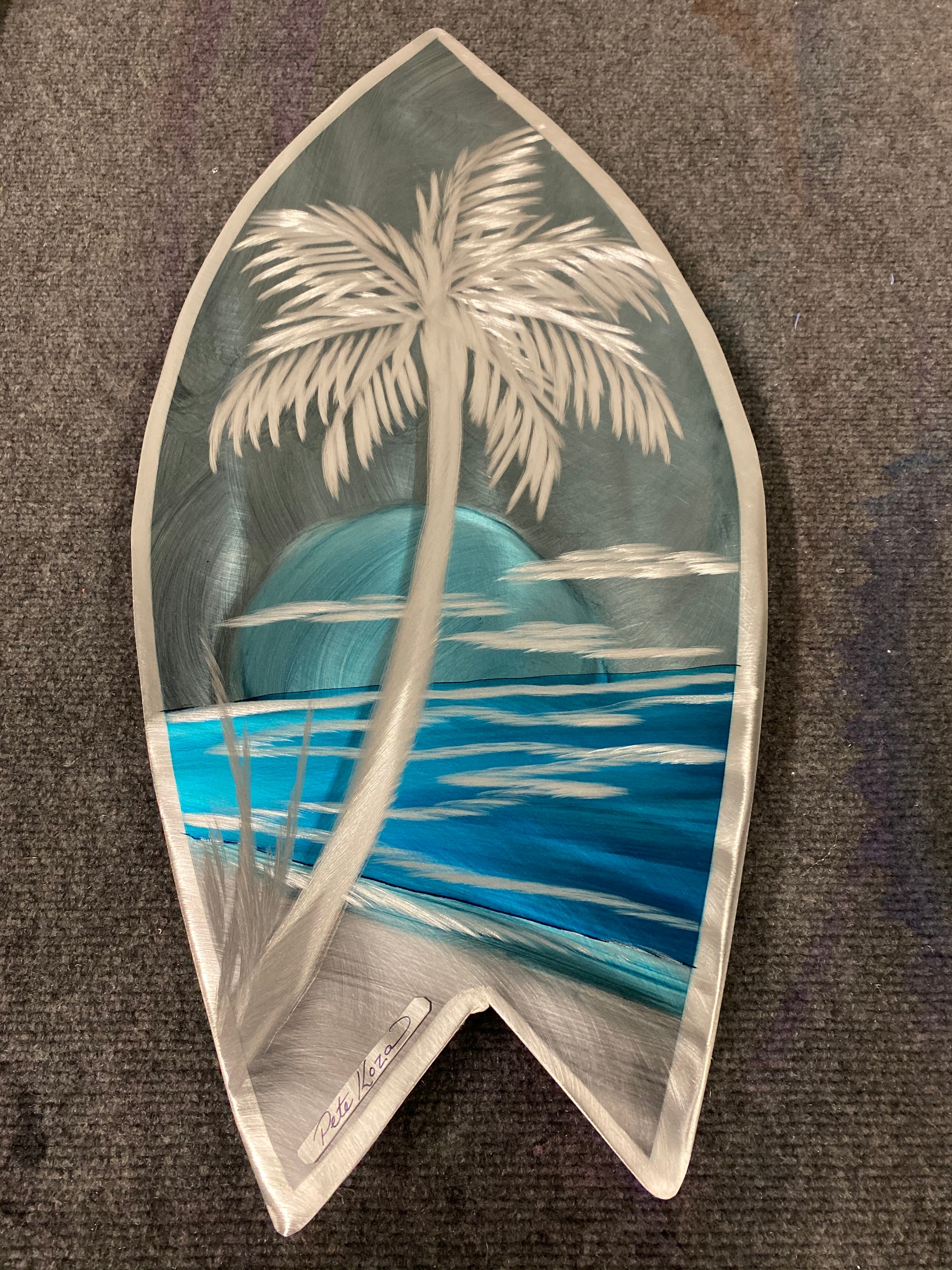 Mini Surfboard PETE KOZA METAL ART
