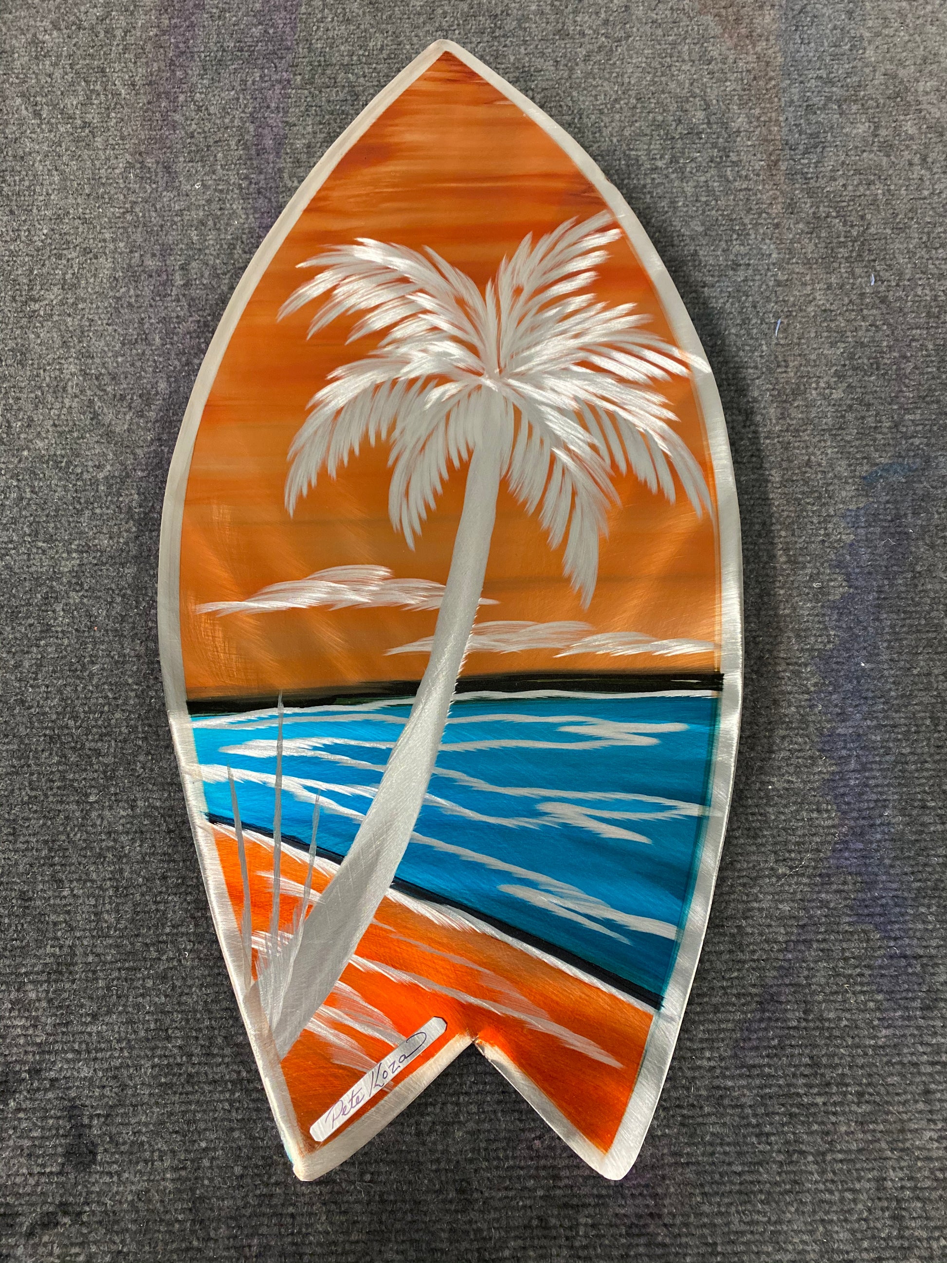 Mini Surfboard PETE KOZA METAL ART