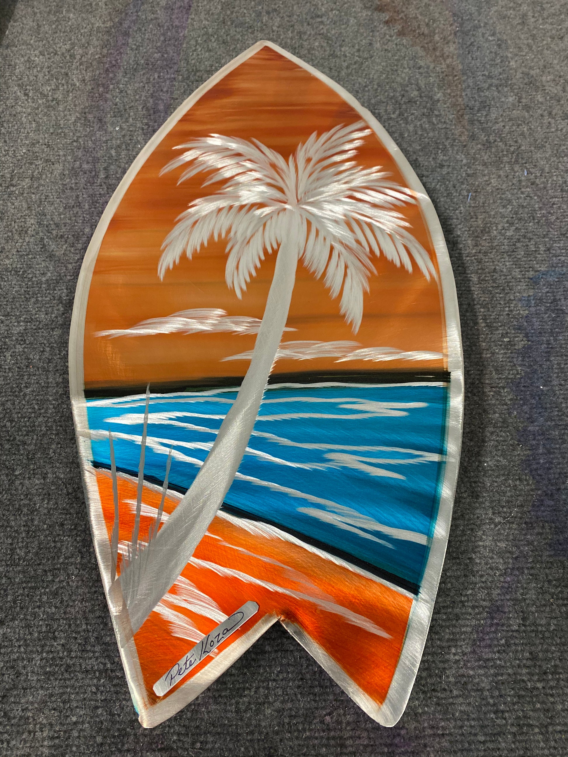 Mini Surfboard PETE KOZA METAL ART