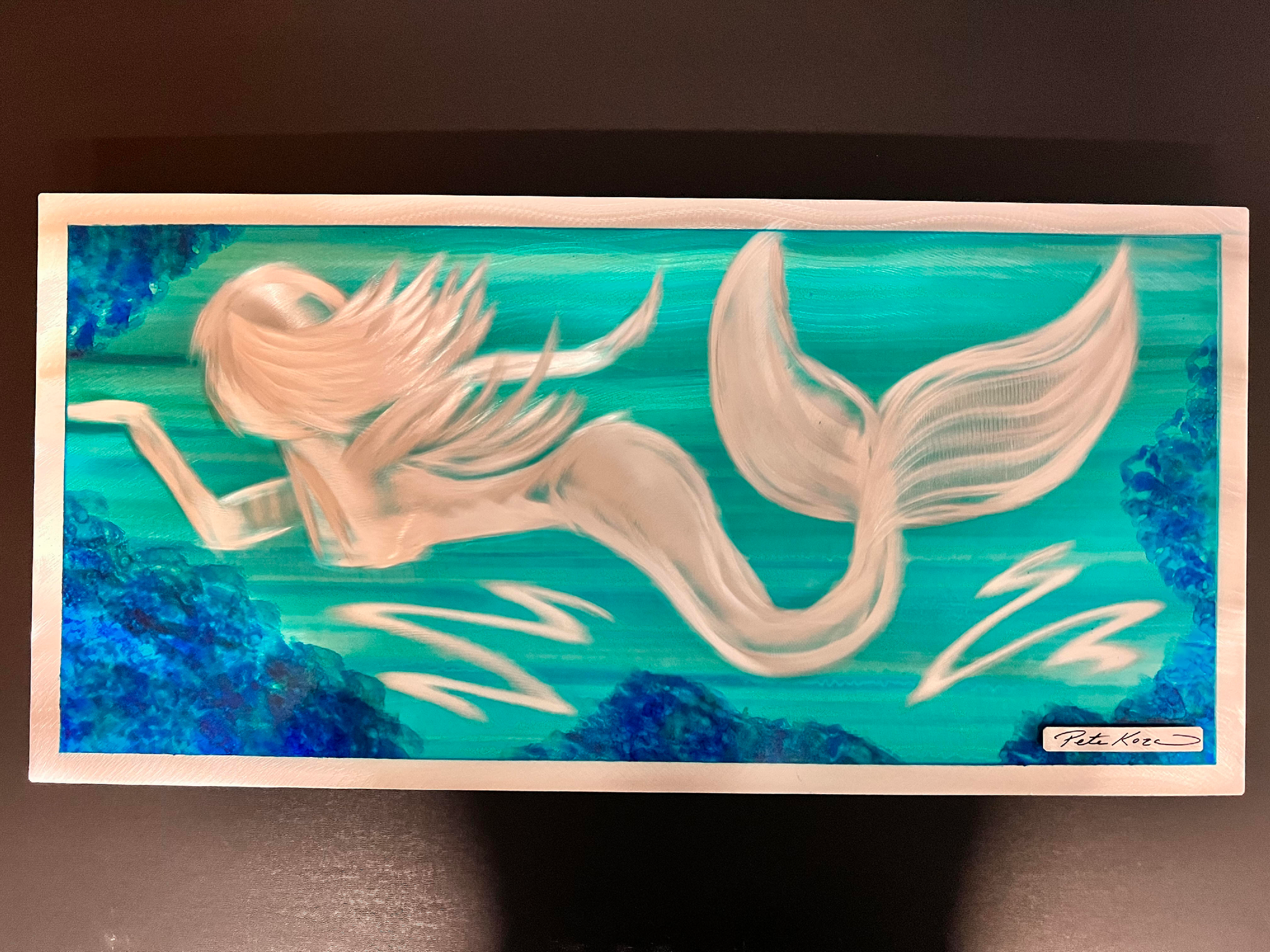 Nautical Blue Mermaid Pete Koza Metal Art