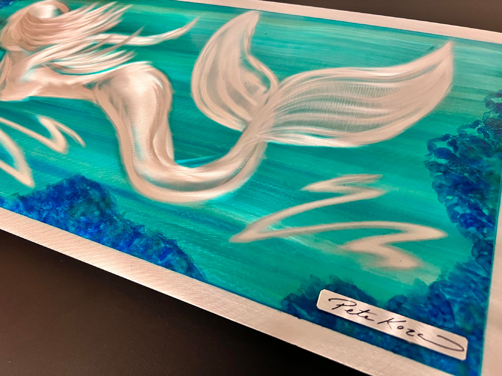 Nautical Blue Mermaid Pete Koza Metal Art