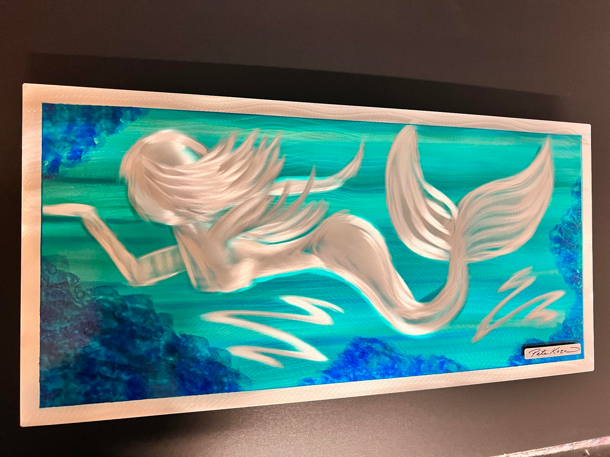 Nautical Blue Mermaid Pete Koza Metal Art