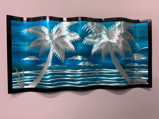 Ocean Blues Beach Palms Pete Koza Metal Art