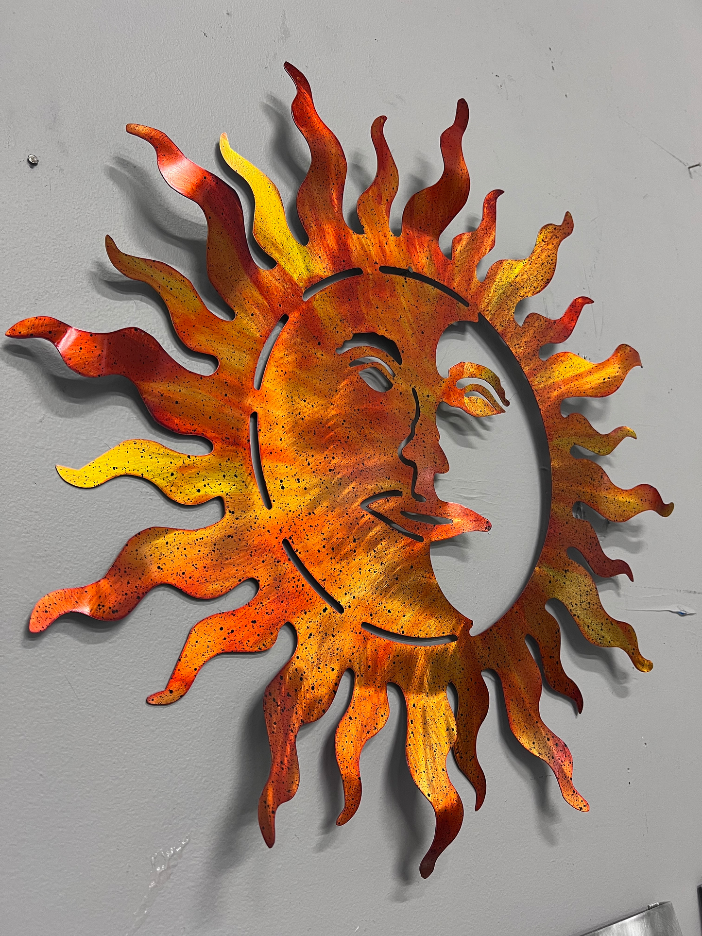 Sun/Moon Face Pete Koza Metal Art