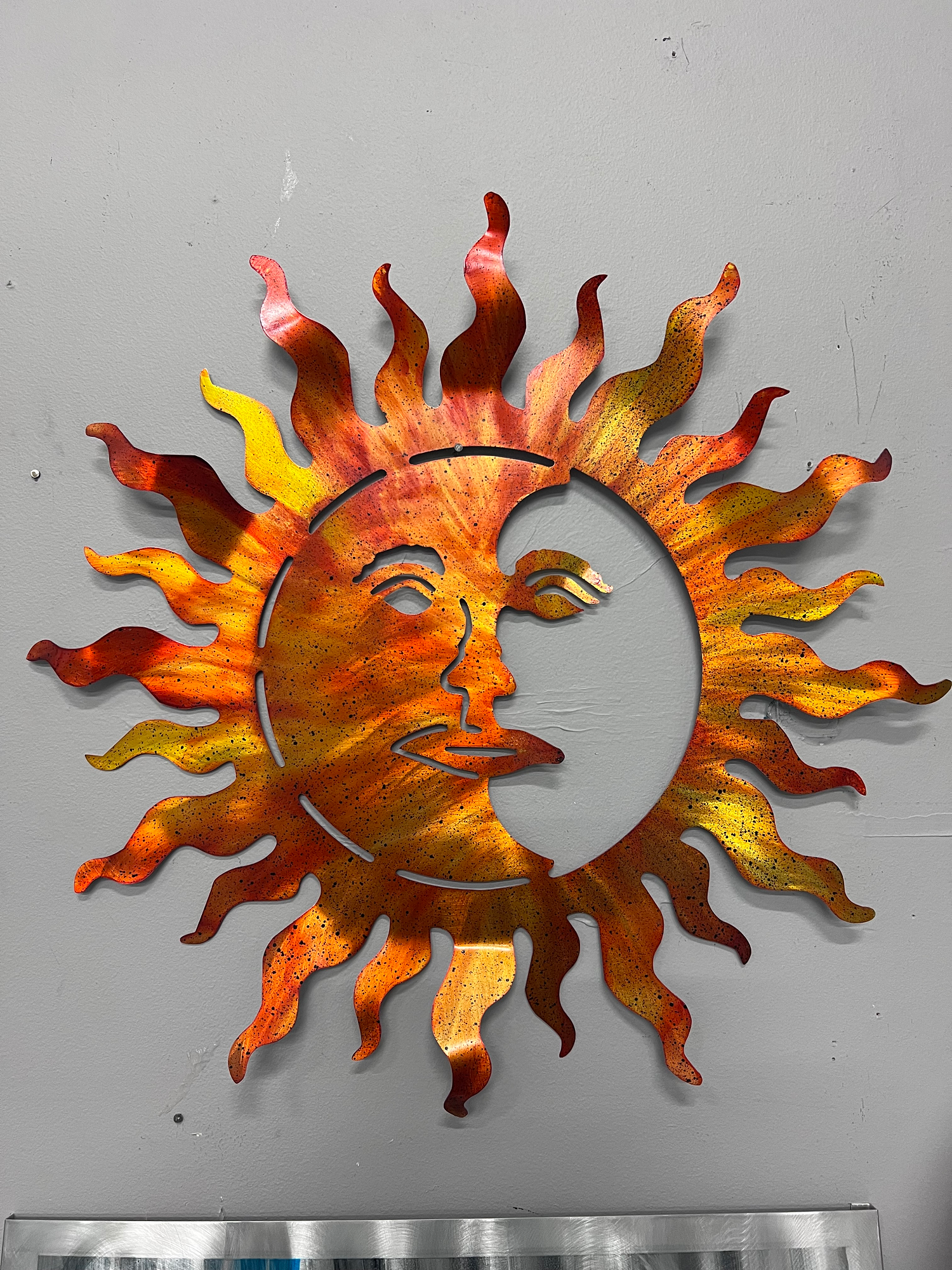 Sun/Moon Face Pete Koza Metal Art