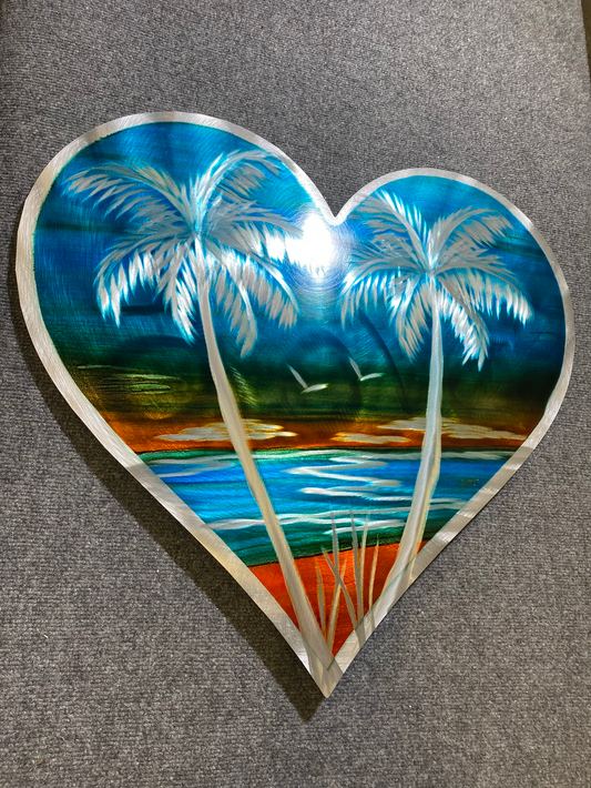 Tropical Blue Love Heart PETE KOZA METAL ART