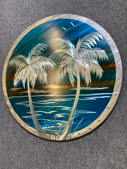 20% OFF! Tropical Blue Circle Palms PETE KOZA METAL ART