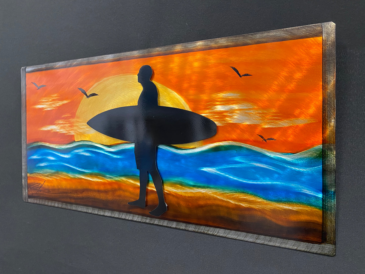 Surf Dude Sunrise Pete Koza Metal Art