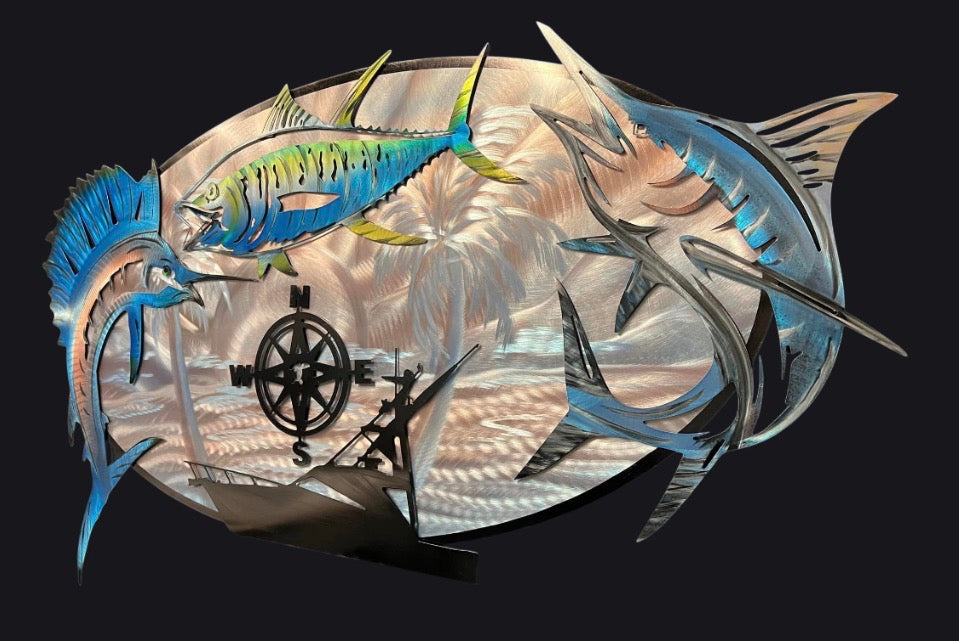 SOLD OUT 46 inch, Fishing for the champ Pete Koza Metal Art