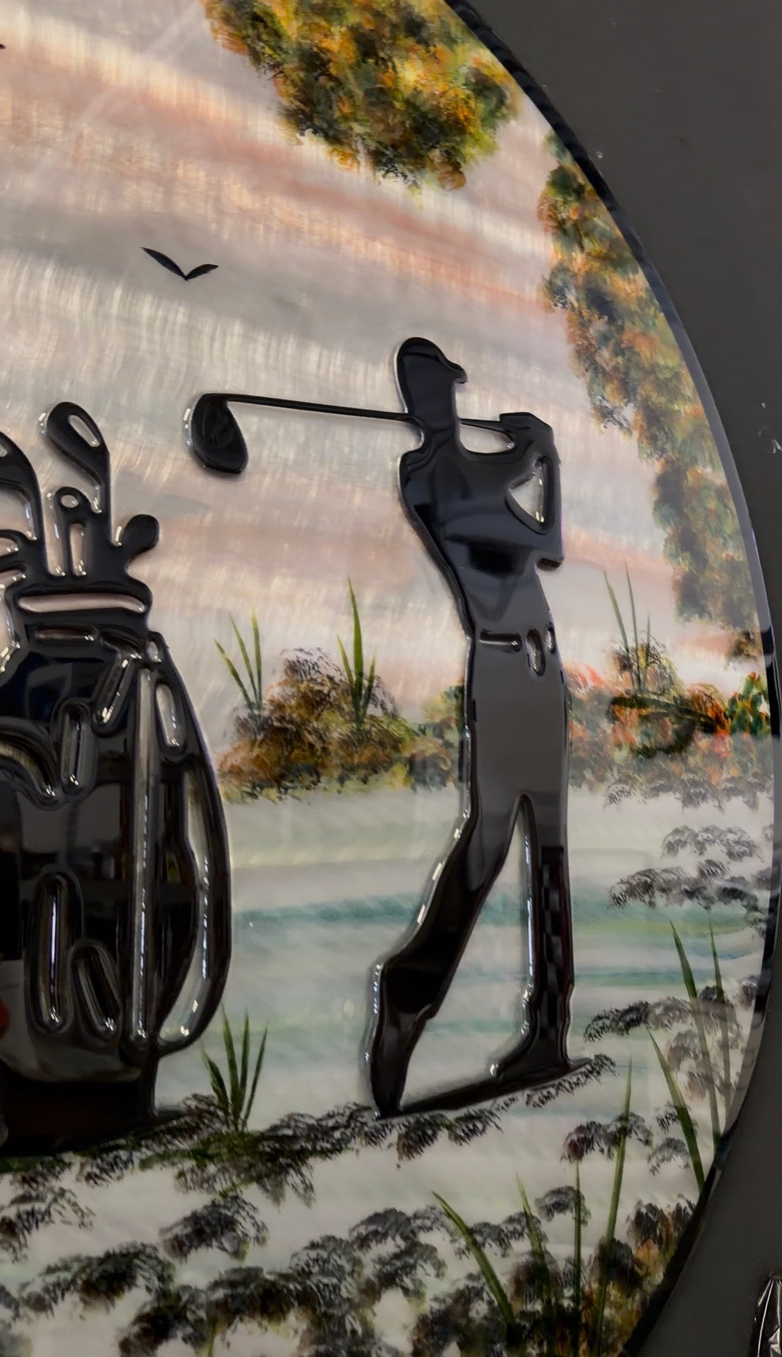 Golf n the Family special edition – one of a kind 36 inch circle Pete Koza Metal Art