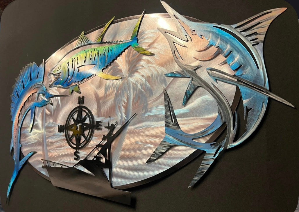 SOLD OUT 46 inch, Fishing for the champ Pete Koza Metal Art