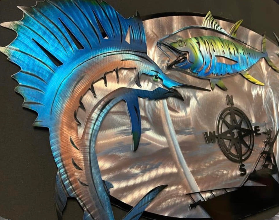 SOLD OUT 46 inch, Fishing for the champ Pete Koza Metal Art