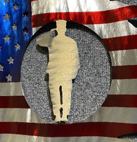 USA Saluting Soldier Flag PETE KOZA METAL ART