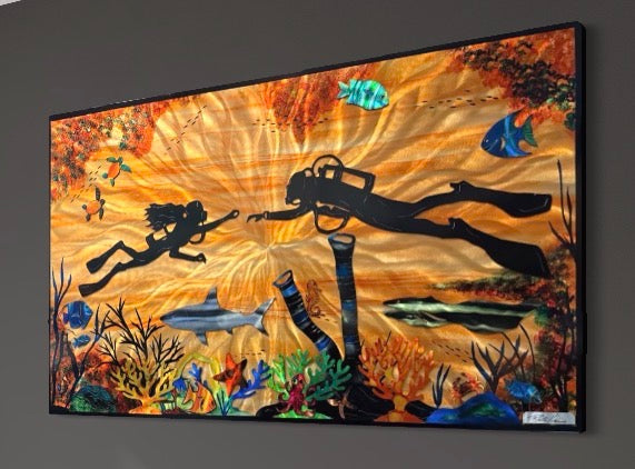 SOLD OUT One of a kind – special edition GOLDEN REEF 3’ X 5’ Pete Koza Metal Art