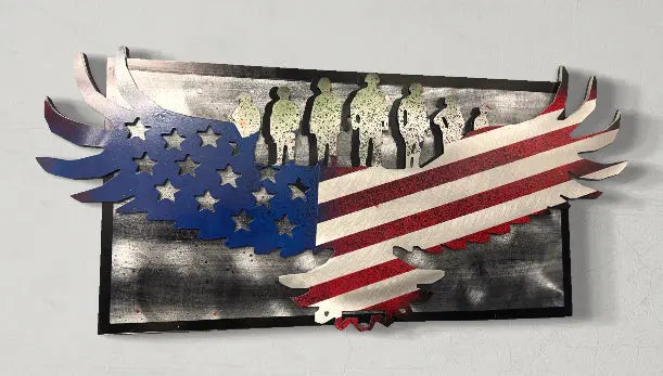 American Flag Eagle Soldier Edition Pete Koza Metal Art