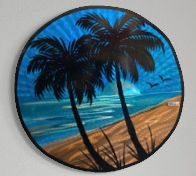 Palms On The Beach Circle Art PETE KOZA METAL ART 2