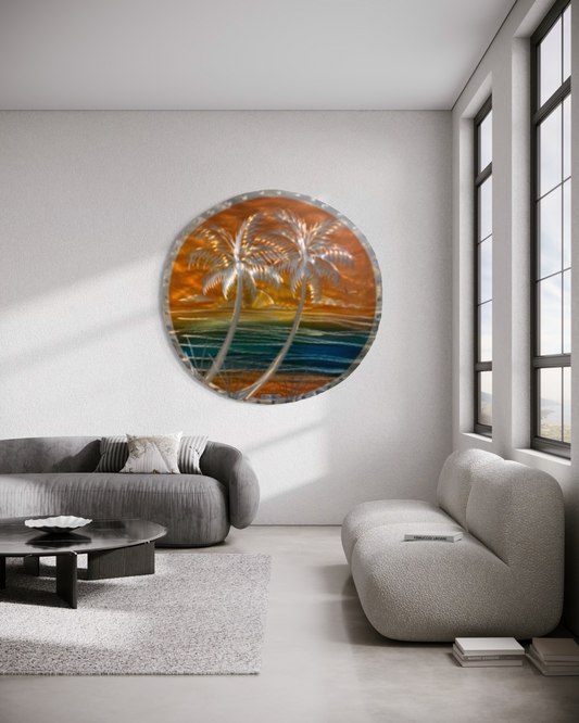 Sunblast Palms Circle Art PETE KOZA METAL ART 2