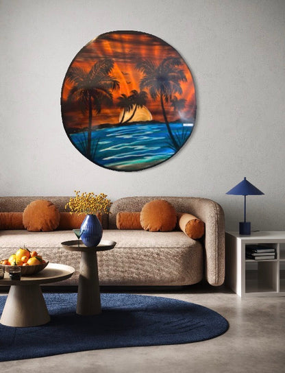Sunset Palms By The Water Circle Art PETE KOZA METAL ART 2